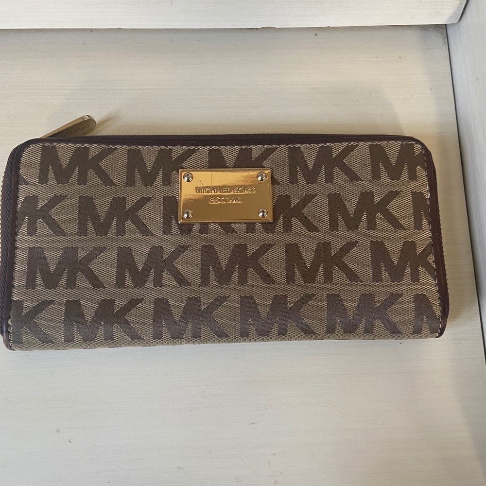 Michael Kors fabric zip around wallet
